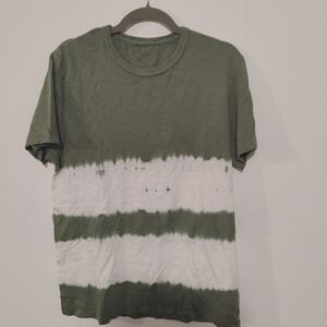 J. Crew Olive and White Tie-Dye Women's Tee